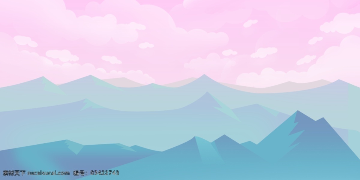 插画 卡通 山水 远景 高端 背景 背景素材