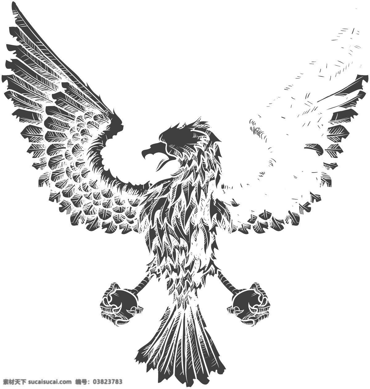 雕刻 神 兽 老鹰 矢量图 雕刻图 衣服素材 神兽 凶猛 鸟类 生物世界 矢量