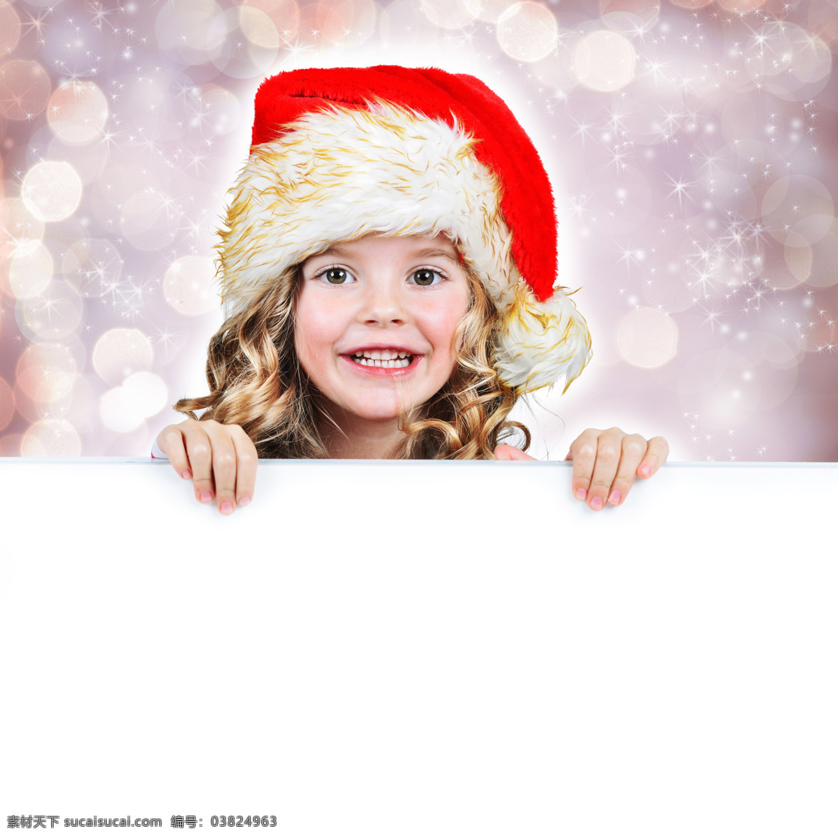 外国 小女孩 广告牌 外国小女孩 量光 人物 女孩 圣诞帽 儿童图片 人物图片