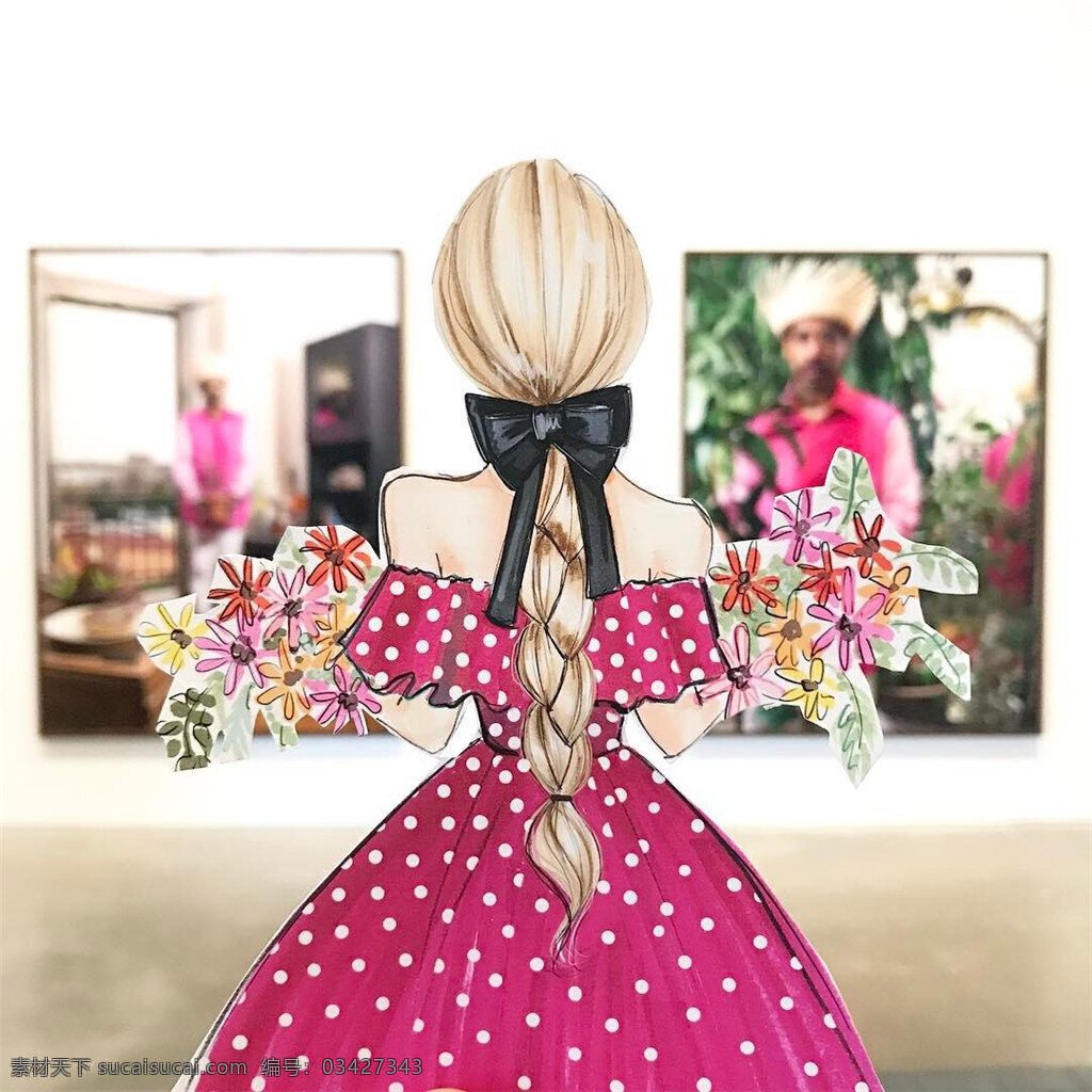 时尚 花朵 粉色 斑点 女装 设计图 短裙 服装效果图 花朵礼服 婚纱 婚纱jpg 礼服 连衣裙 女装设计 手绘婚纱