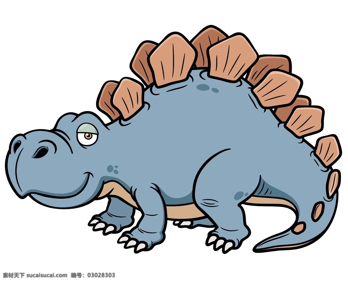 蓝色恐龙插画 蓝色 恐龙 卡通恐龙 卡通动物 卡通形象 陆地动物 生物世界 矢量素材 白色