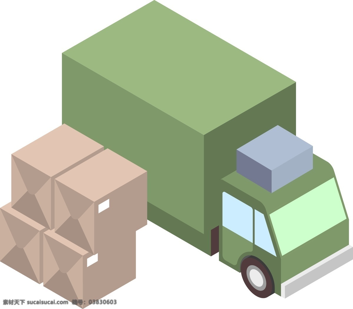 简约 风格 货车 载货 元素 运输 纸箱 货品 卡车 物流 交通