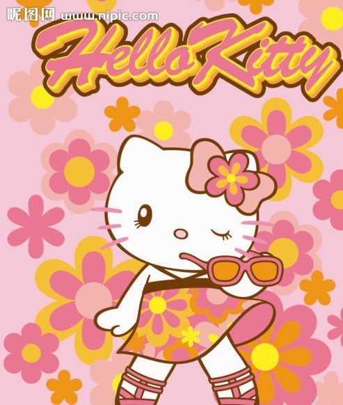 卡通猫咪 花朵 卡通 可爱 kitty猫 眼镜 卡通设计 矢量