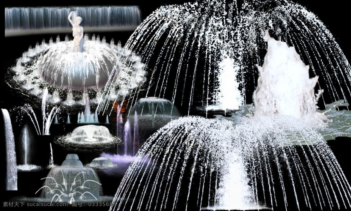 喷泉 喷泉素材 彩色平面图 ps