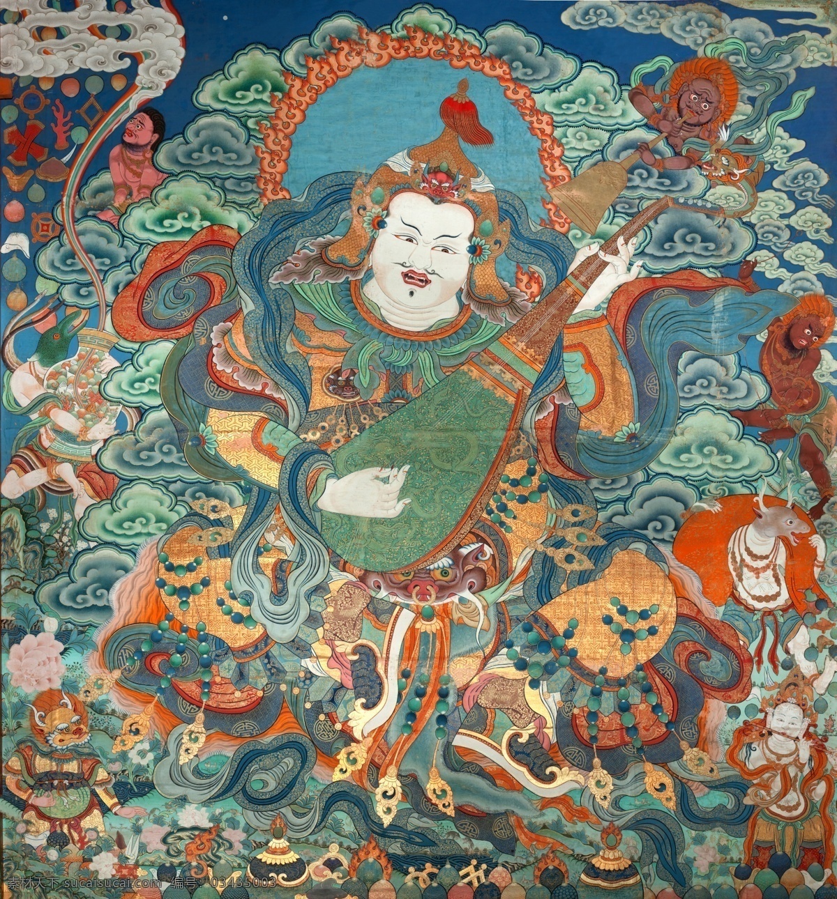 五吞寺壁画 唐卡 宗教 坛城 手绘 图腾 藏传 信仰 护法 壁画 文化艺术 宗教信仰
