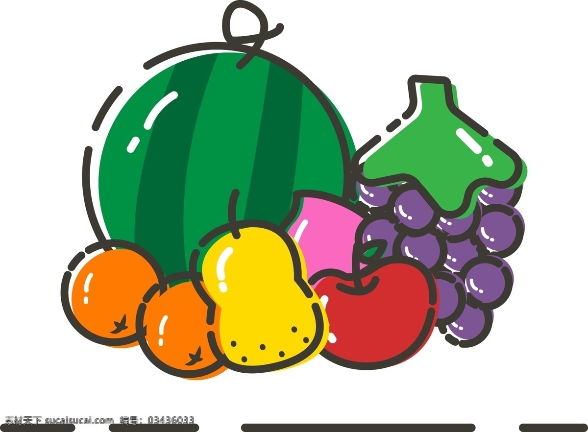 mbe 种类 卡通 彩色 水果 矢量 元素 装饰 图案 西瓜 葡萄 橘子 苹果 梨 桃子 可爱卡通 创意