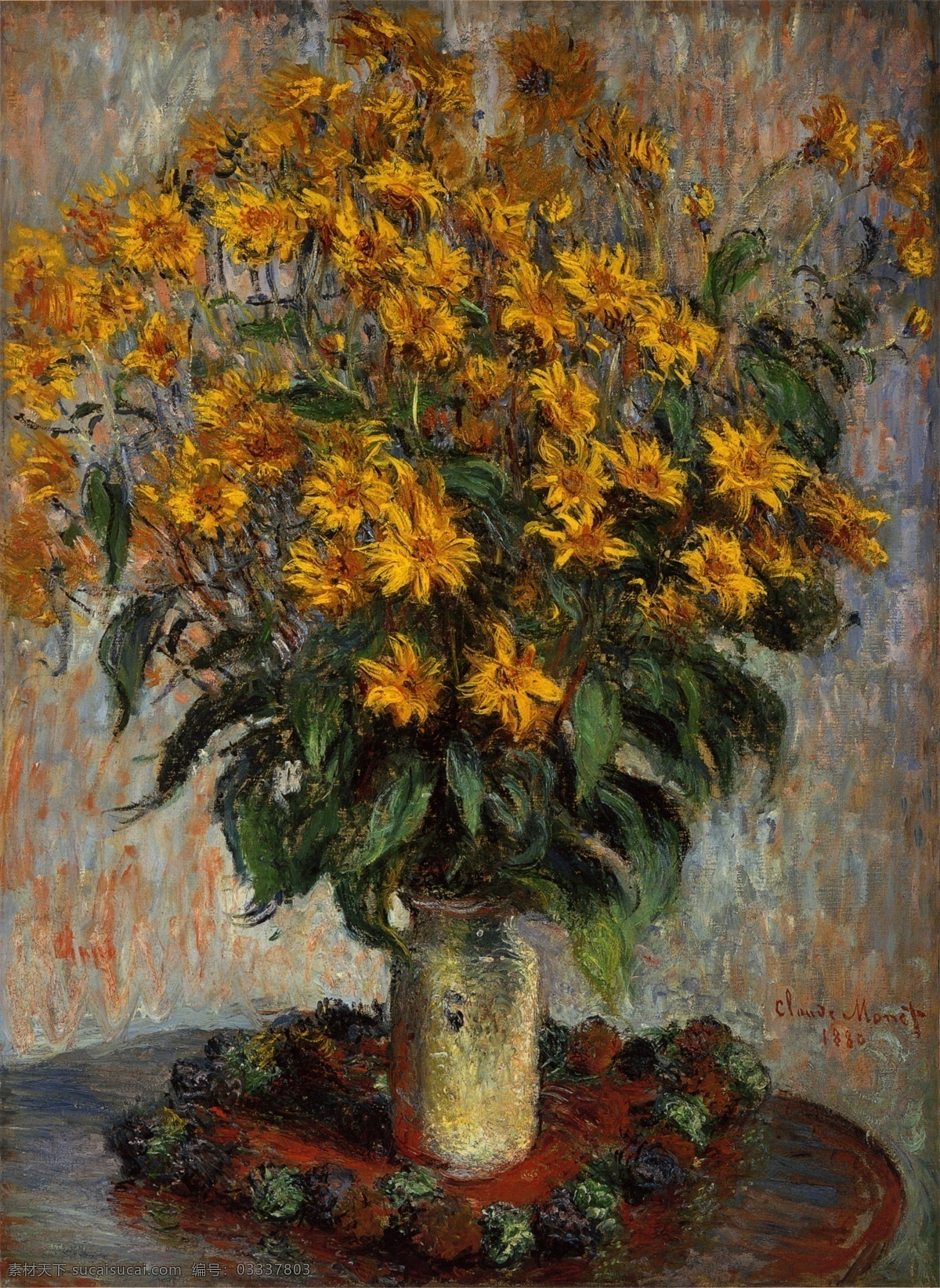 油画 花卉 太阳花 瓷器 花瓶 茶壶 装饰画 客厅装饰画 鲜花 花草 漂亮的油画 唯美 暖色调 文化艺术 大师作品 复古 黑色