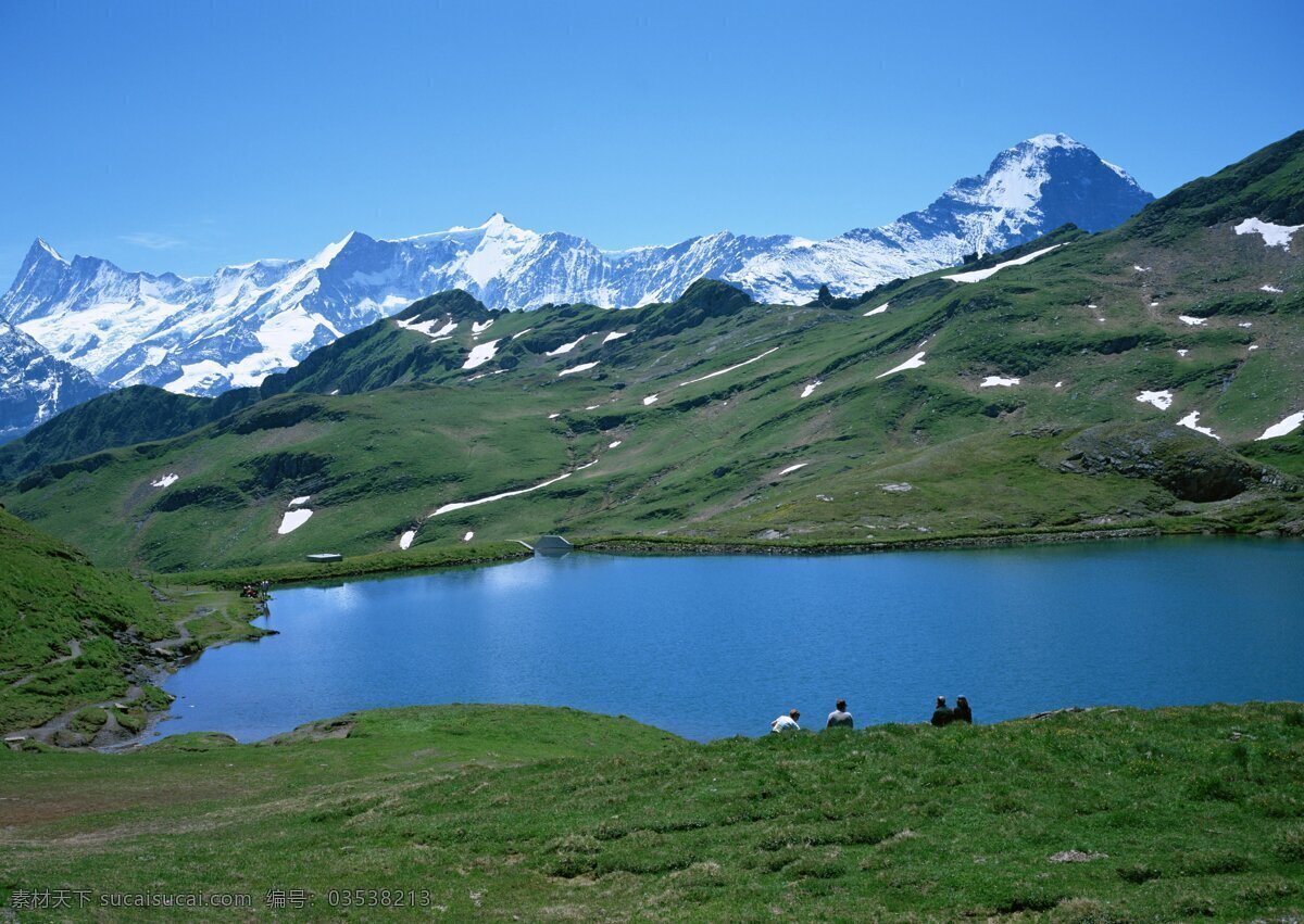 风景免费下载 草原 风景 湖水 蓝天 山 雪山 生活 旅游餐饮