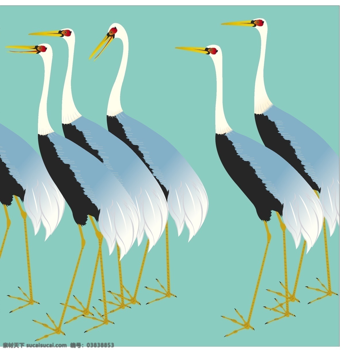 一群白鹤 设计素材 小鸟 设计元素 矢量素材 装饰素材 白鹤 火鹤 装饰图案