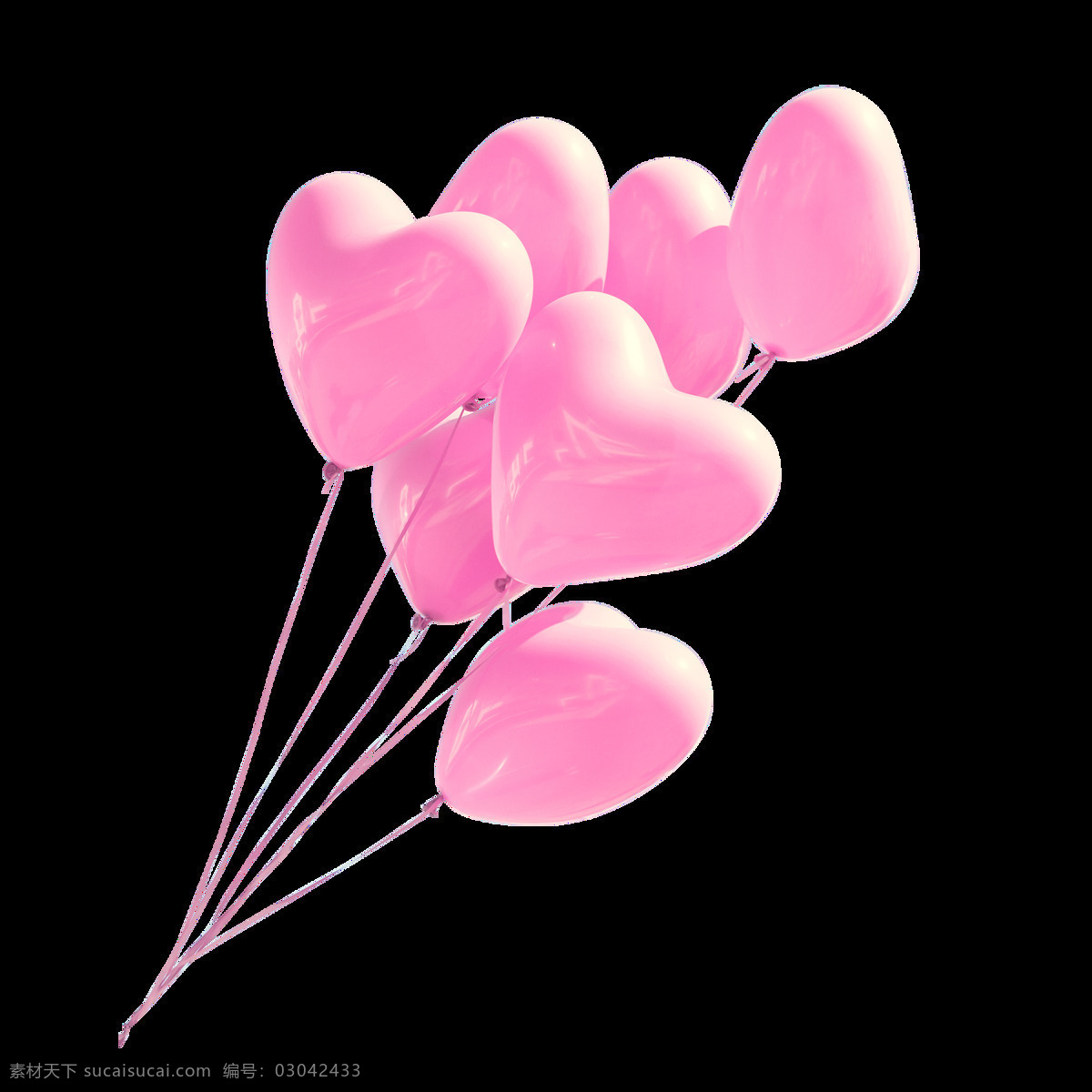 彩绘 粉色 桃 心 气球 元素 png元素 免抠元素 情人节 桃心 透明元素