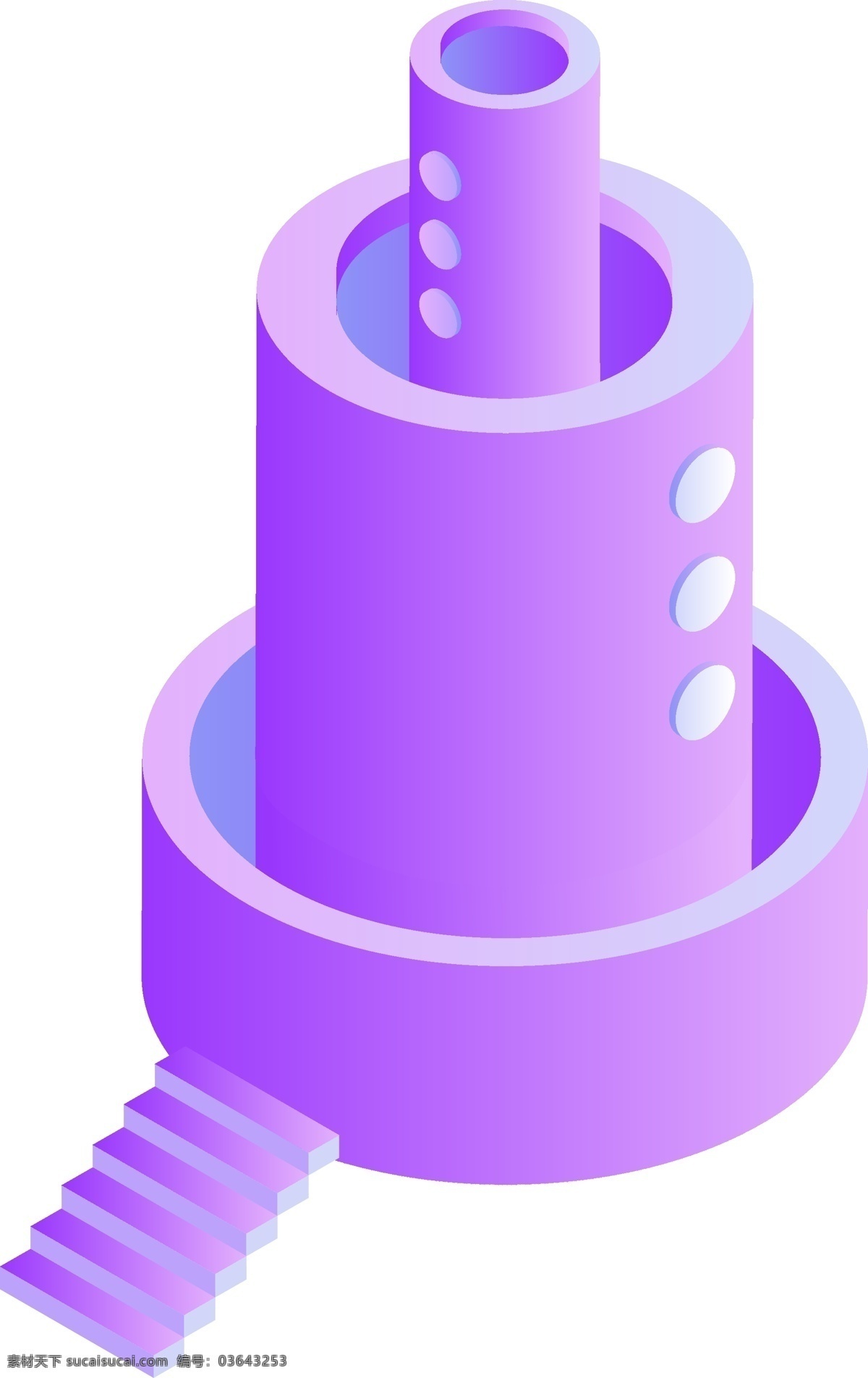 d 蓝紫 渐变 圆形 叠层 建筑 元素 2.5d 圆形建筑 多层环形房屋