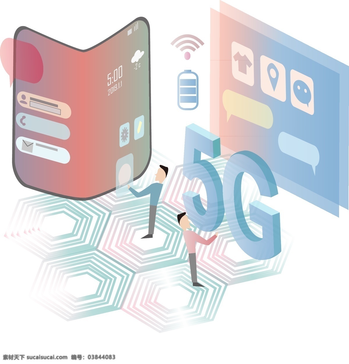 d 风格 5g 时代 通信 扁平化 5g时代 互联网 折叠手机 新科技 网络 wifi 无线 手机 科技改革 2.5d