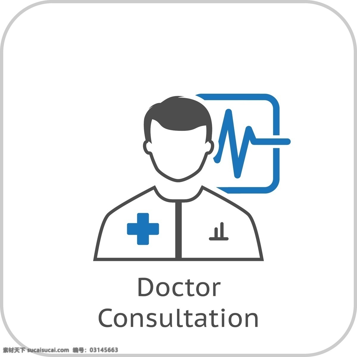 蓝色 线型 医生 咨询 图标 矢量 心电图 人物图标 医疗类图标 线型图标 彩色图标 简约图标 网页图标 扁平化图标 图标设计 标志图标 其他图标