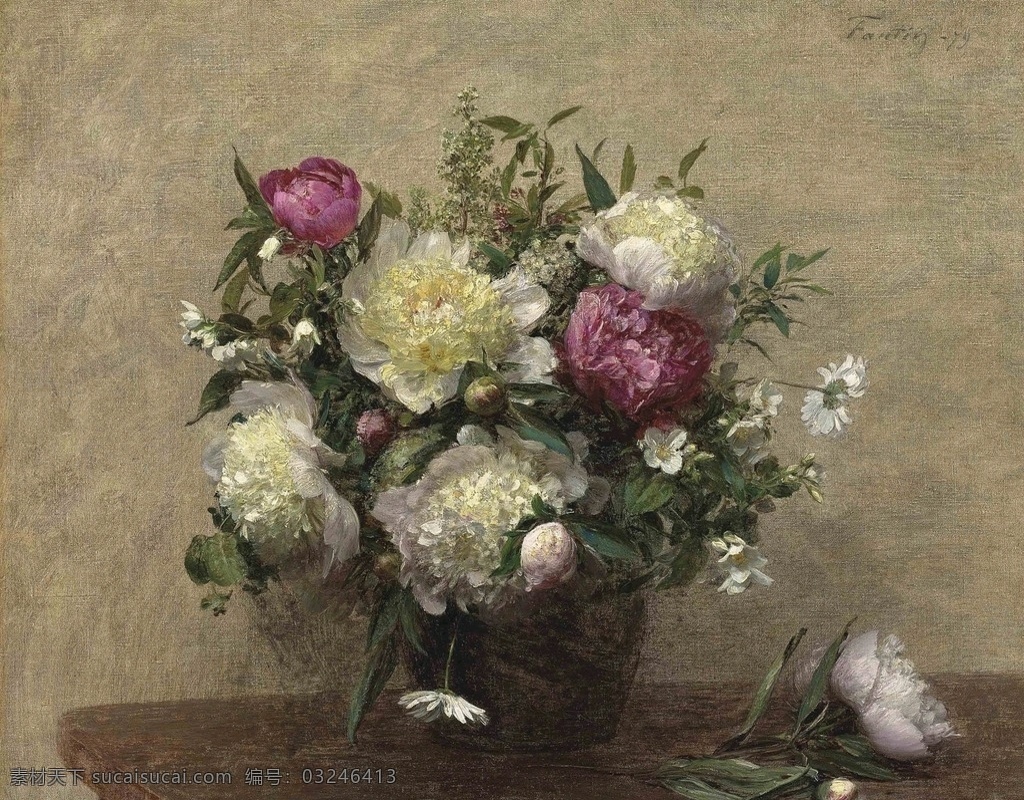 亨利 方丹 拉图尔作品 法国画家 静物鲜花 牡丹花 混搭 年 创作 19世纪油画 油画 文化艺术 绘画书法