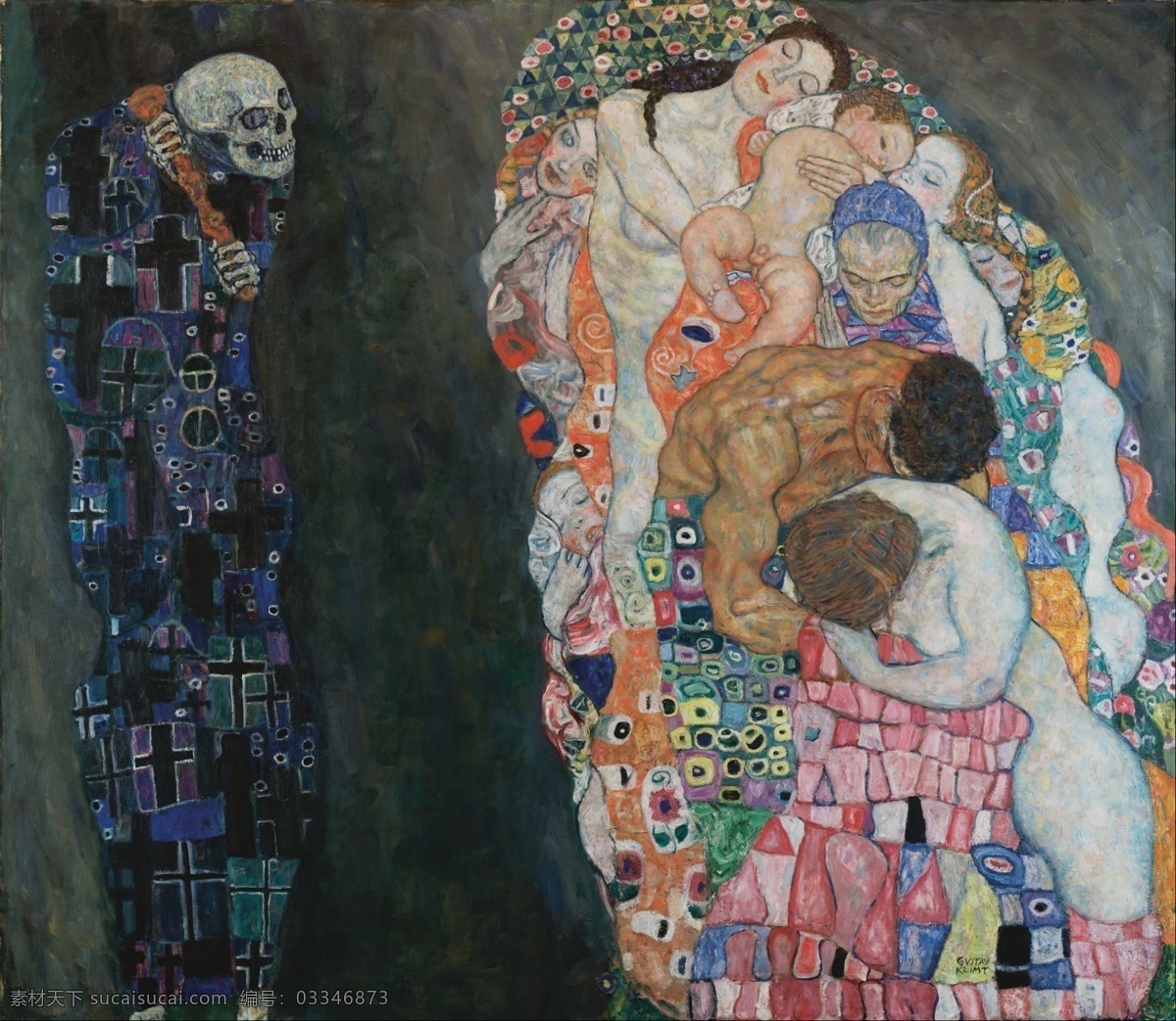 古典主义 克里 壁画 装饰画 克里姆特 油画设计素材 油画 文化艺术 西方油画 艺术作品 黑色