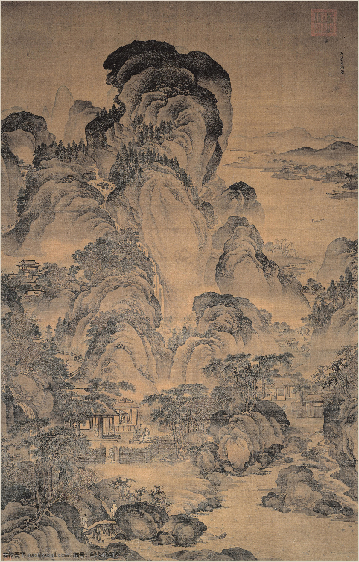 古典 山水 名画 水墨山水画 中国画 水墨画 国画 装饰画 中堂画 壁画绘画艺术 书画文字 文化艺术