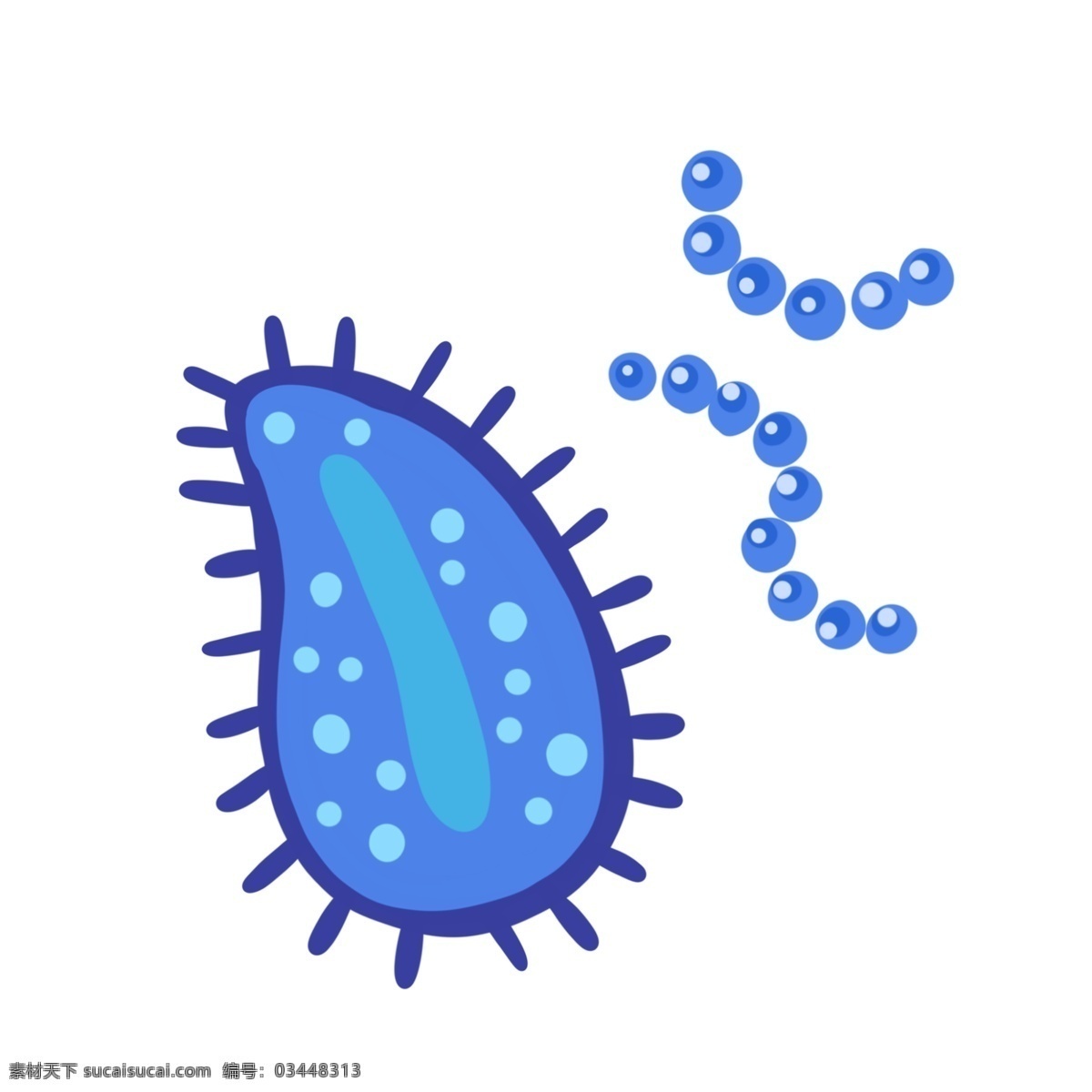 蓝色 扁平 细胞 细菌 免 抠 病毒 卡通细菌 扁平细菌 卡通细胞 扁平细胞 触手 触角 杀菌 微生物 疾病 健康 仿真细菌 生物 细胞链