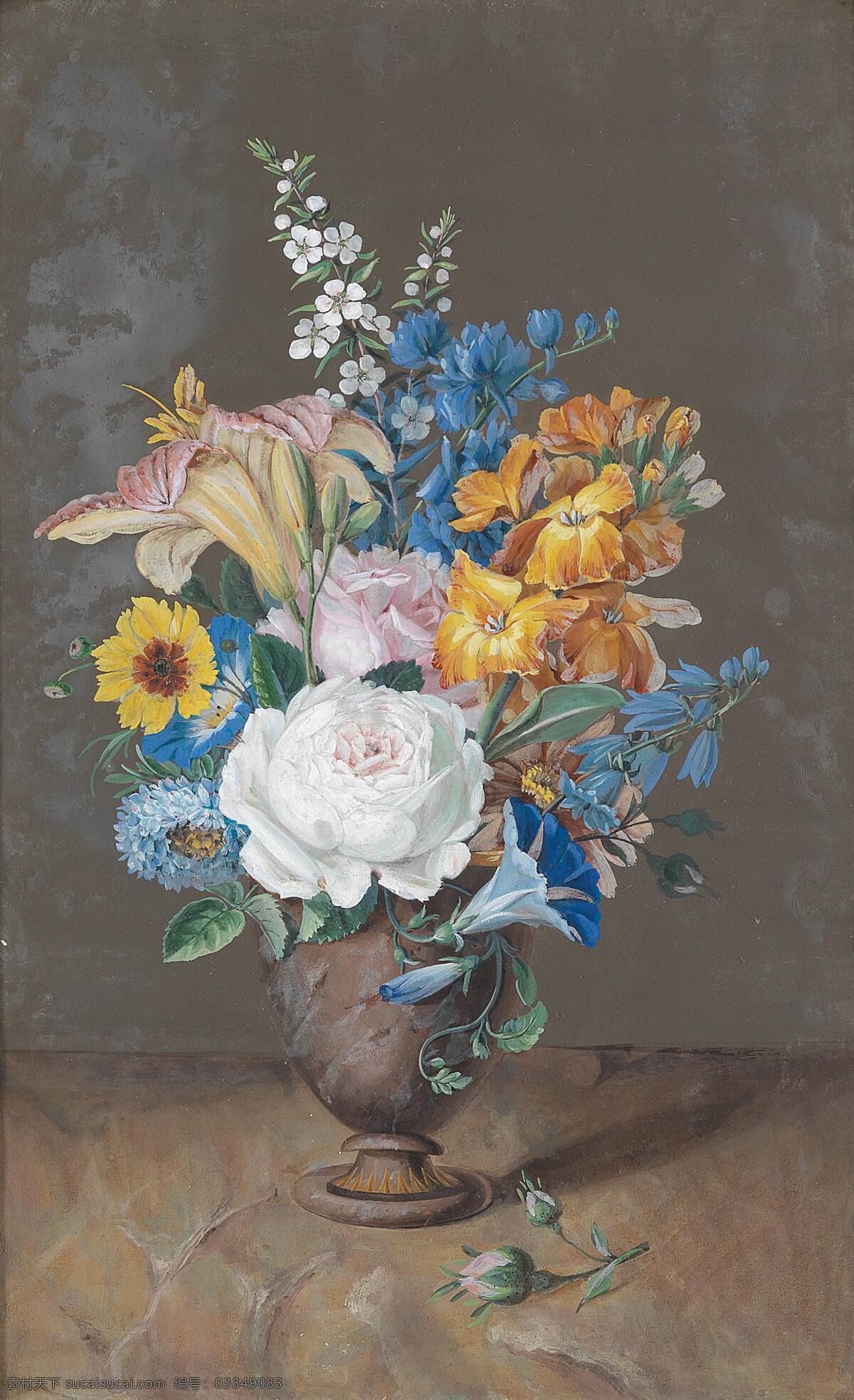 百合花 绘画书法 牵牛花 文化艺术 油画 静物 鲜花 设计素材 模板下载 静物鲜花 混搭鲜花 永恒之美 铜花瓶 世纪 水彩画