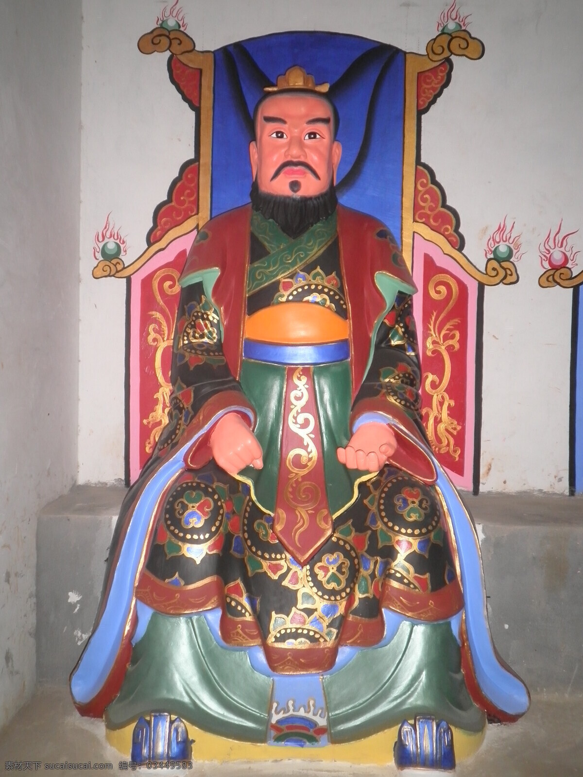 西南方 太 灵虚 皇 天尊 十方天尊 救苦天尊庙 孟州 打虎英雄 天空 方向 泥塑 彩塑 道教 彩绘 文化艺术 宗教信仰
