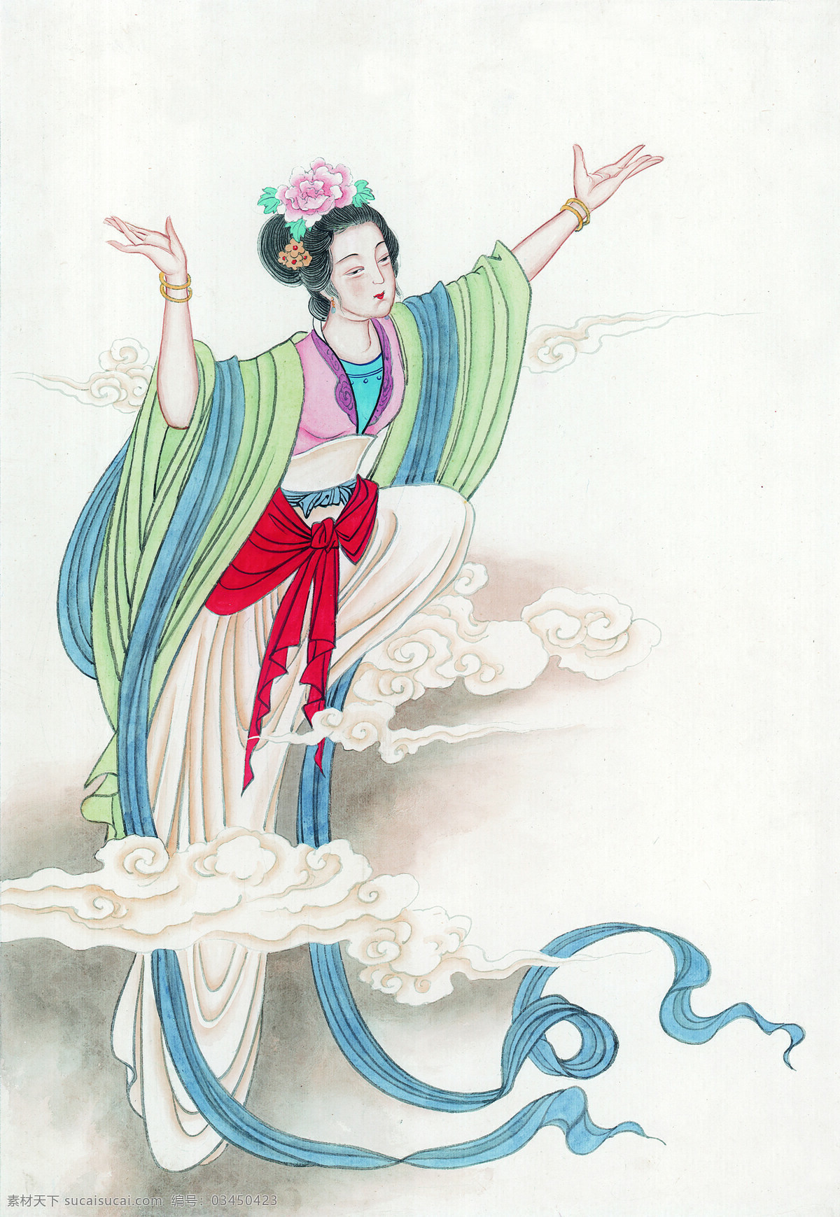 人物图 女人 女子 妇女 妇人 云 祥云 云朵 飘带 神话 传说 神仙 仙人 仙女 国画 中国画 中国国画 文化艺术 绘画书法 古代人物图 设计图库 中国国画系列