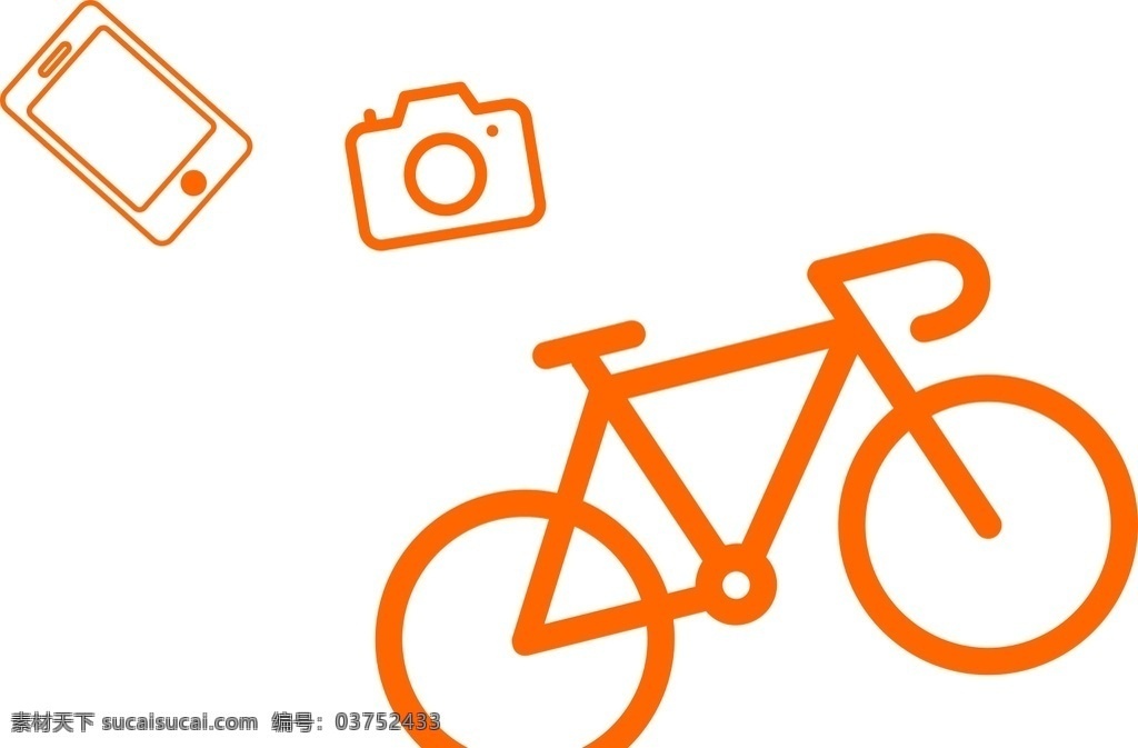自行车 相机 手机 扁平化 图标 图案 照相机 手绘