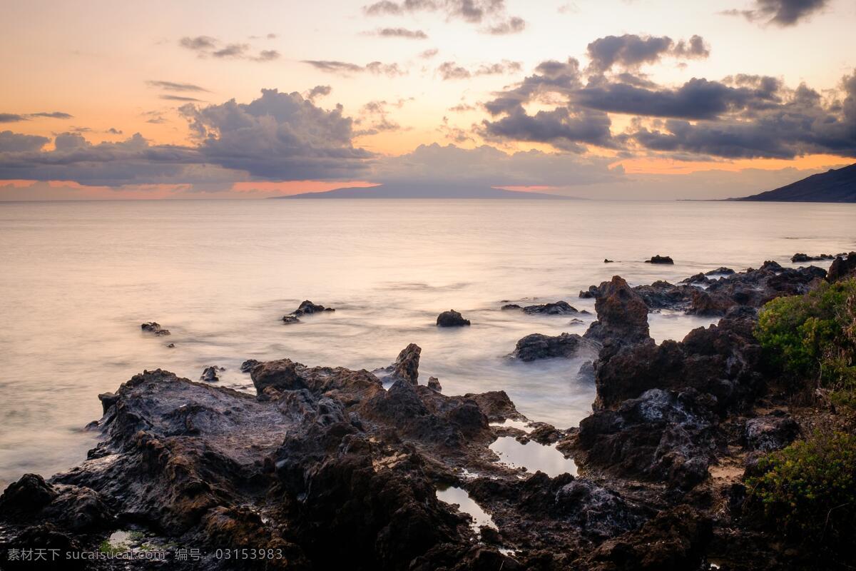 夕阳 下 大海 美景 天空 云彩 晚霞 多娇江山 自然景观 自然风景