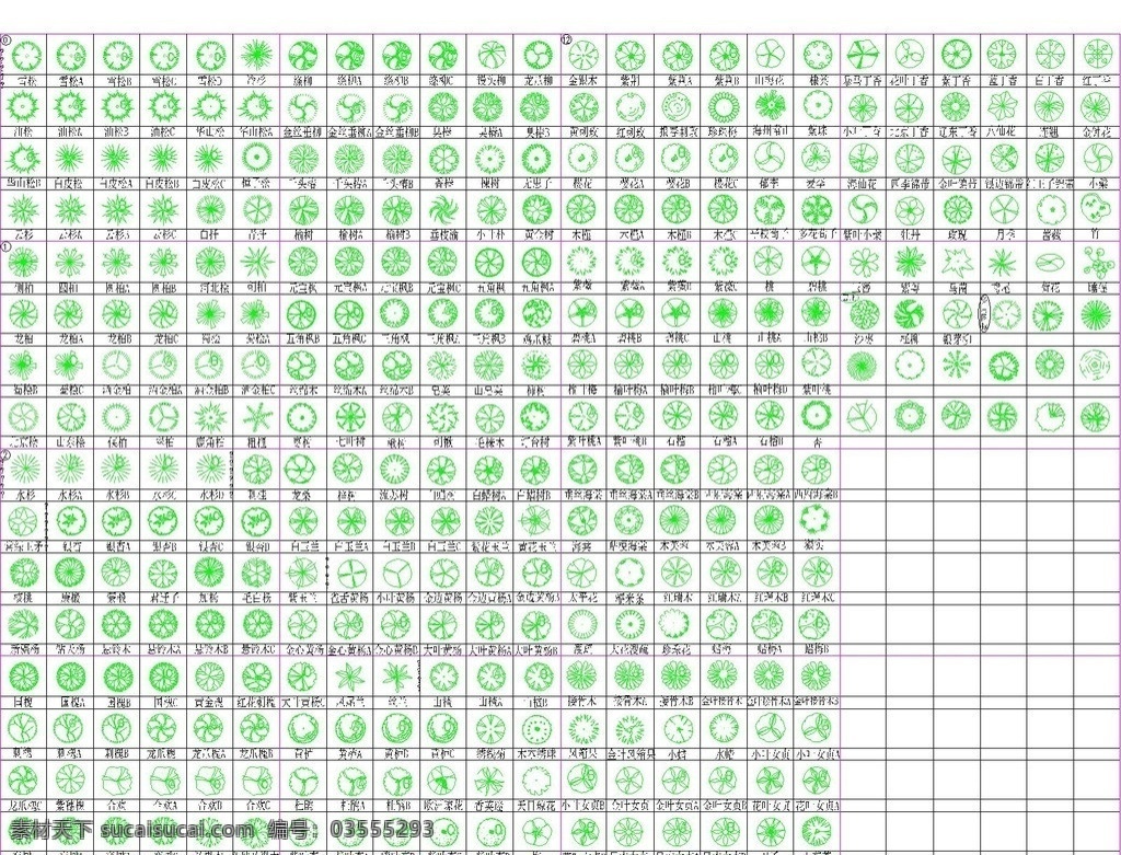 cad 植物大全 植物 北方植物 植物设计 园林景观 cad设计图 源文件 dwg