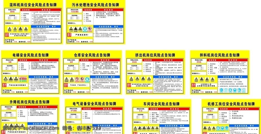 安全 风险 点 告知 牌 标识 安全风险点 告知牌 混料机 污水 电梯 仓库 升降机 车间 标志图标 公共标识标志