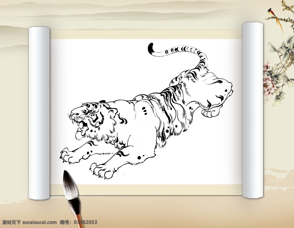 百 虎 线描 文化艺术 白描 动物 工笔 绘画书法 老虎 美术 线描老虎 线描动物 老虎白描 走兽 百兽 兽王 黑白稿 动物走兽百图 家居装饰素材 室内装饰用图