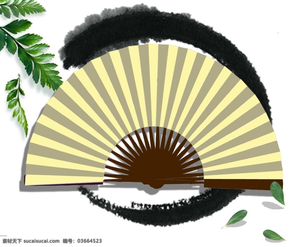 扇子 吊饰 黄色 树叶 古普 古典 扇形 背景 节日素材 生活用品 生活百科 源文件 分层