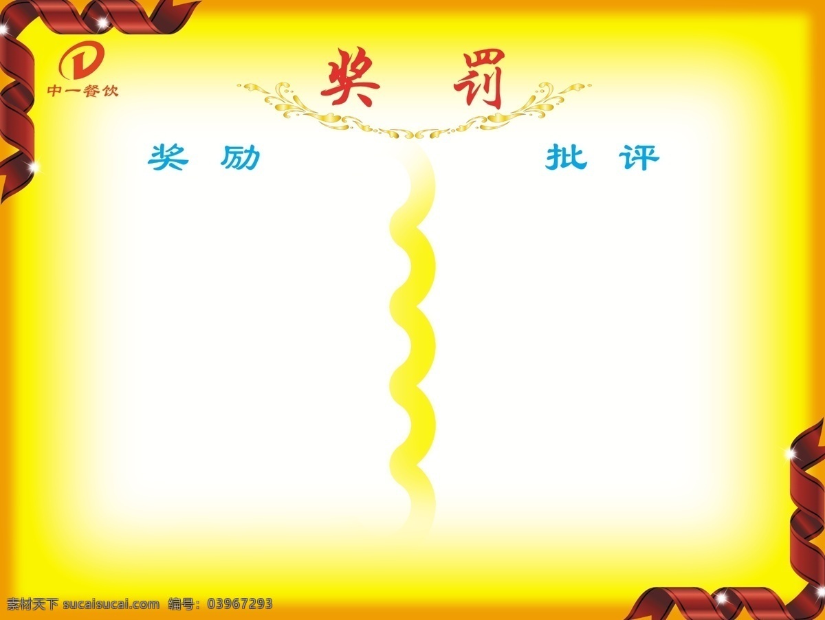 餐厅奖罚公告 奖励牌 惩罚牌 奖罚栏 公告栏 证书背景 展板模板 广告设计模板 源文件