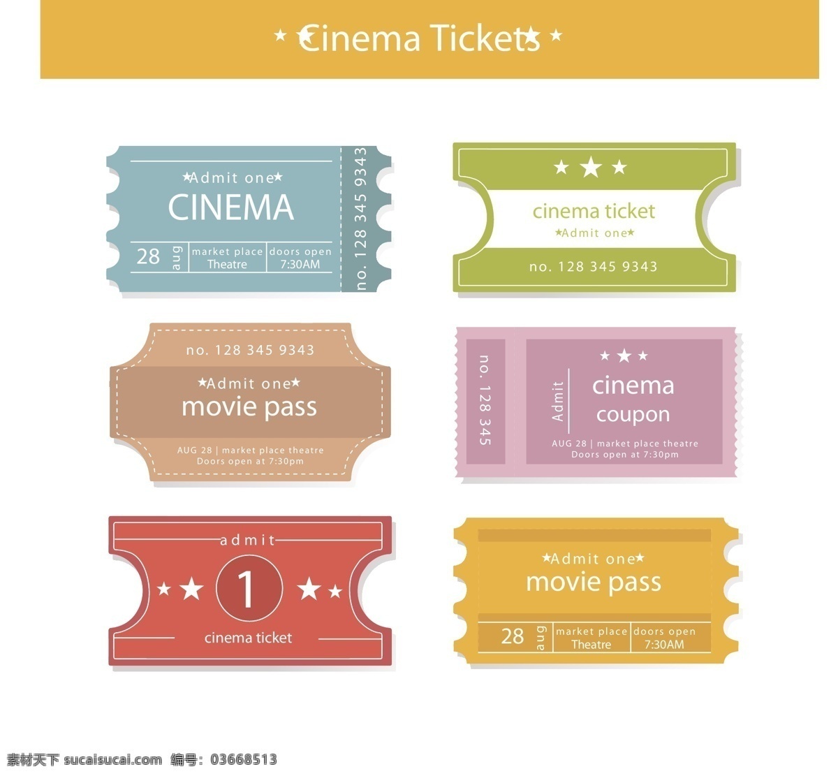 复古 风格 彩色 电影票 标签 票务 电影胶片 葡萄酒 票据 样式 电影 球 入口 有色 入场 承认 门票