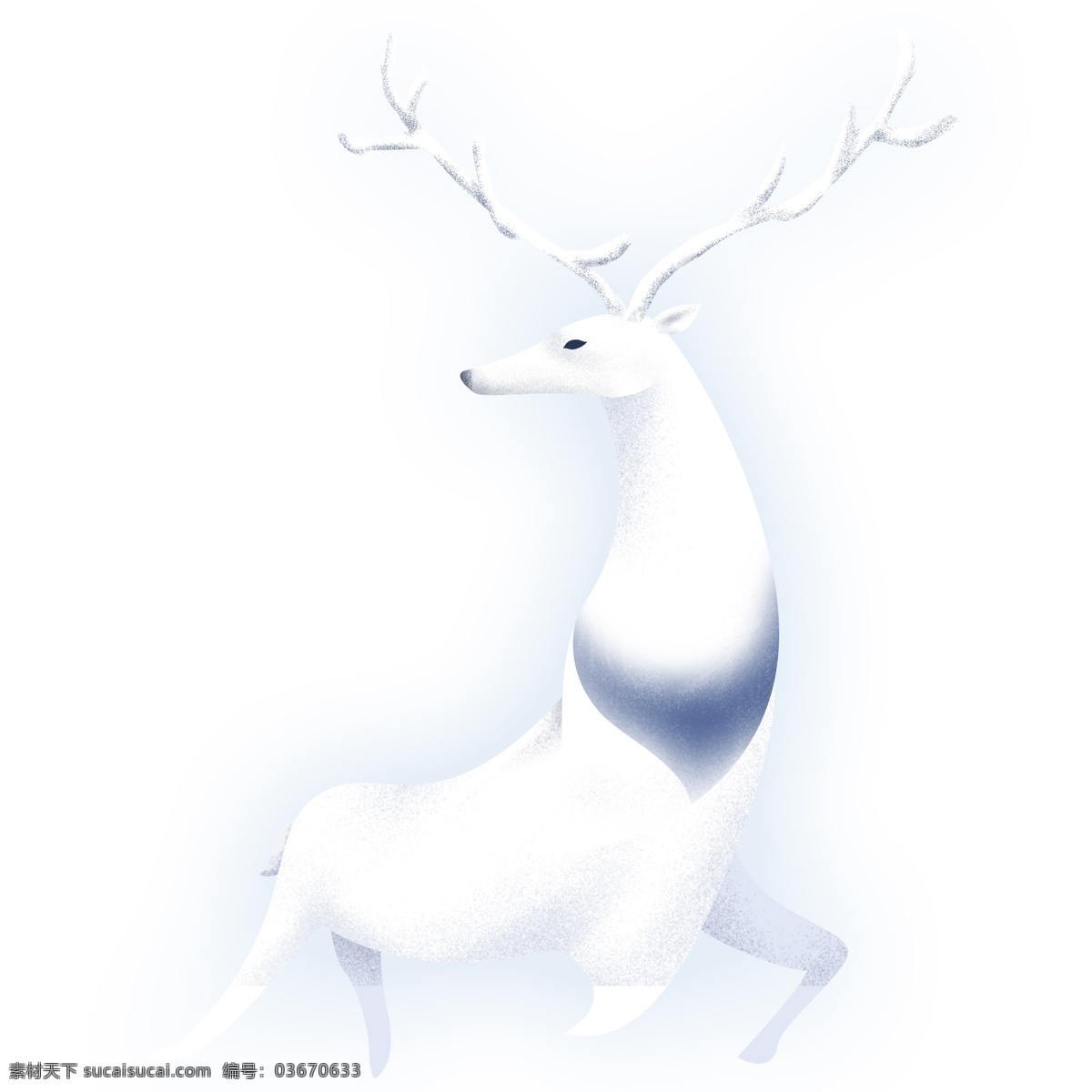 白色 发光 麋鹿 卡通 白色麋鹿 发光麋鹿 手绘 神鹿 梦幻白色麋鹿