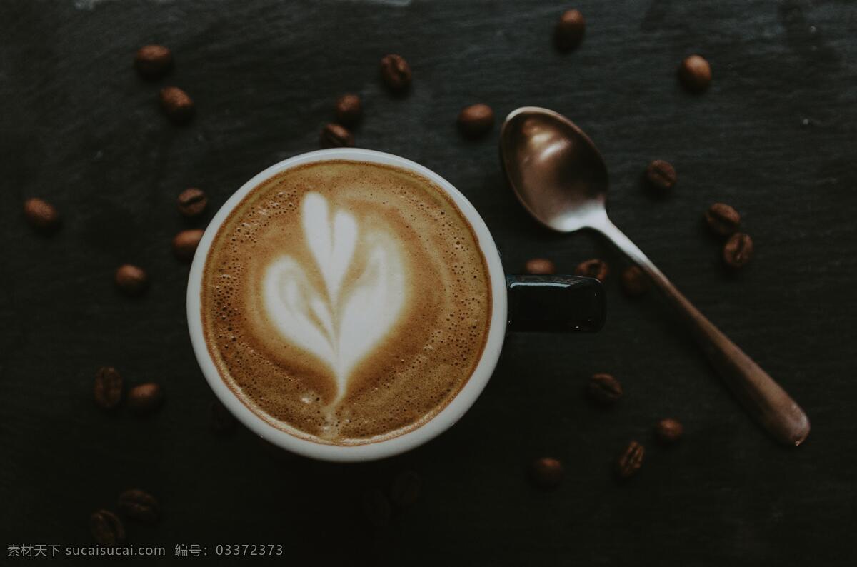 标准 拉花 咖啡 勺 拉花咖啡 冲泡好的咖啡 一杯咖啡 喝咖啡 咖啡勺 咖啡豆 下午茶 饮品 饮料 图库饮料食品 餐饮美食 饮料酒水