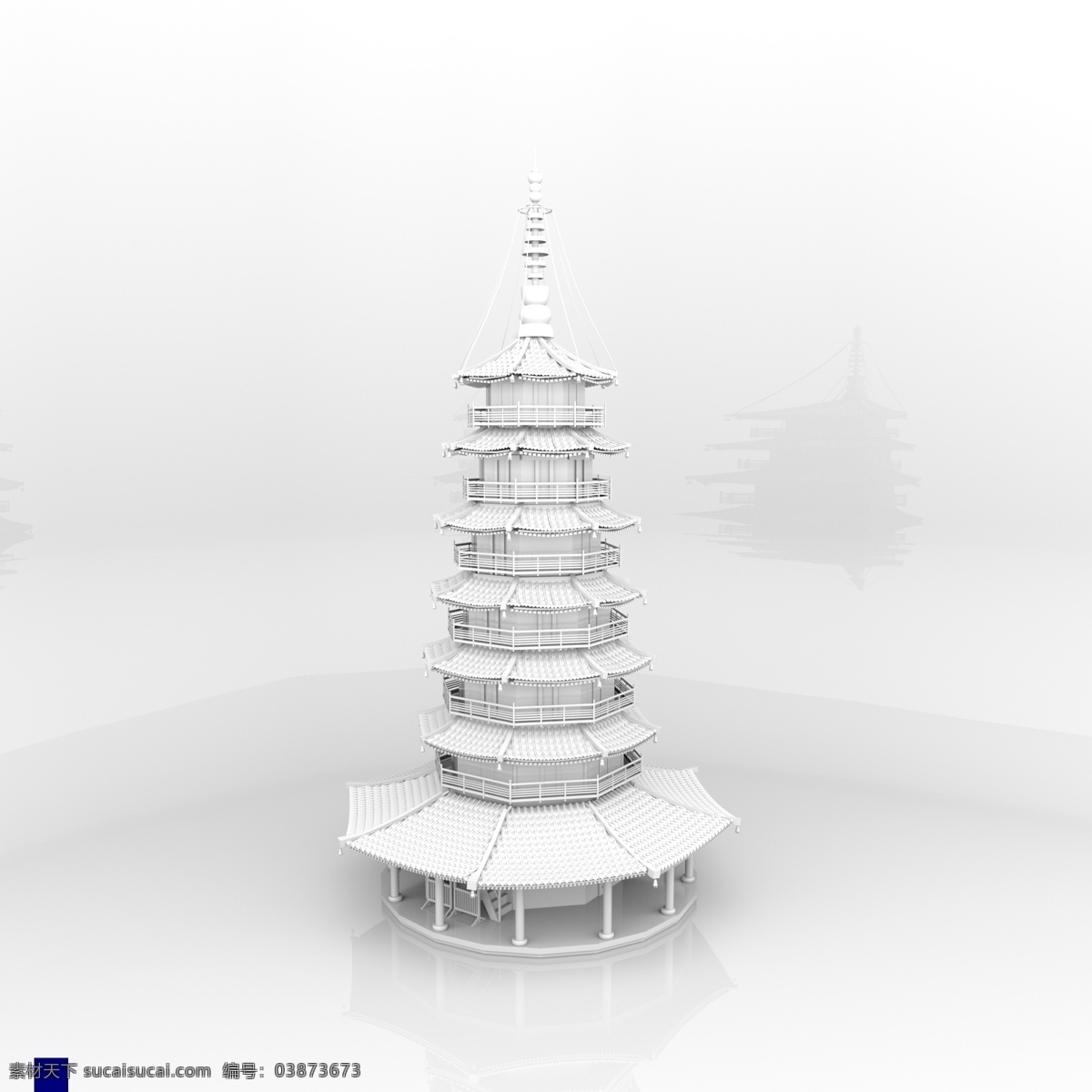 中国 古典 建筑 八宝 塔楼 古典建筑 模型 高模 中国风