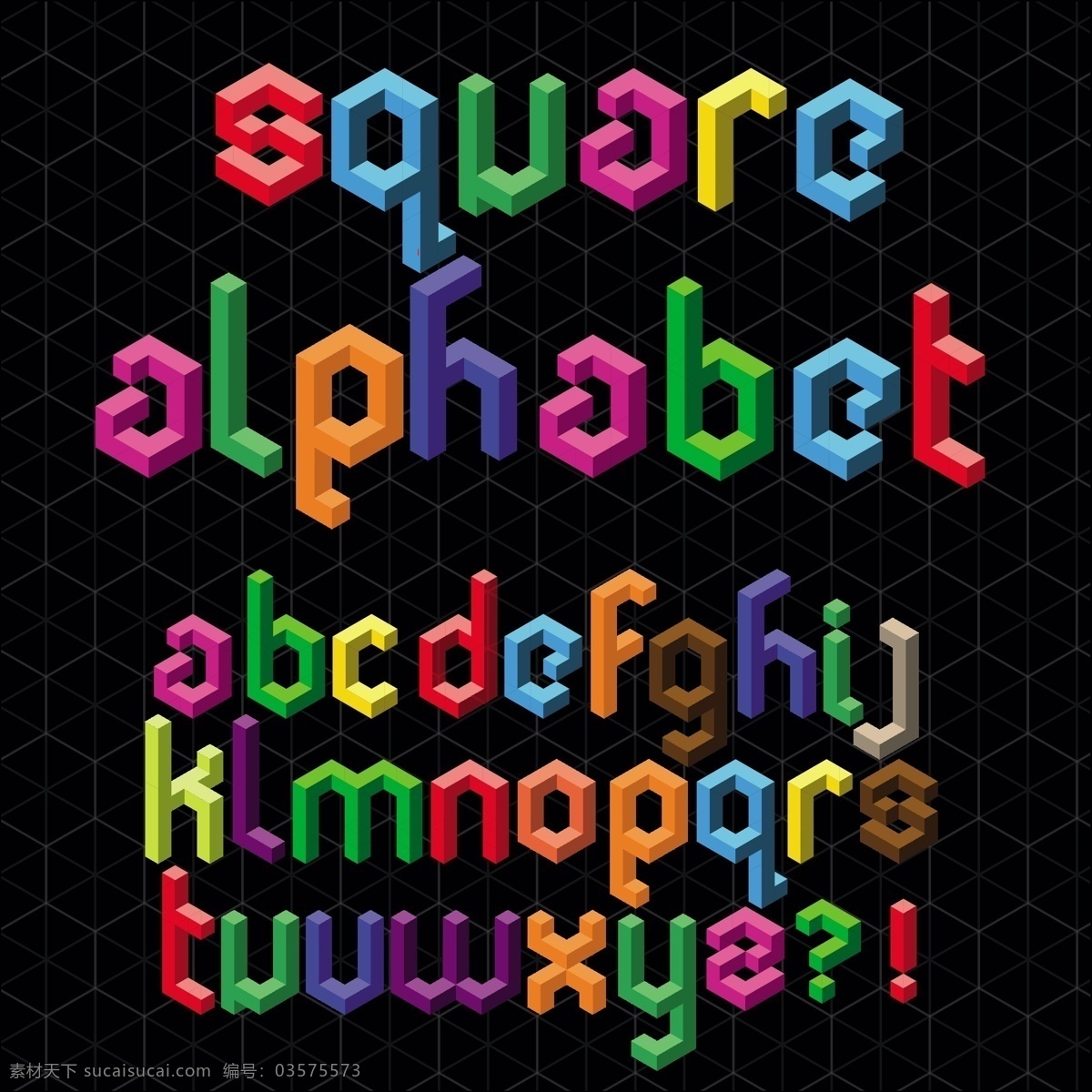 三维 立体 字母 符号 矢量 标点符号 三维立体 英文字母 字母符号 方块字体 矢量图 其他矢量图