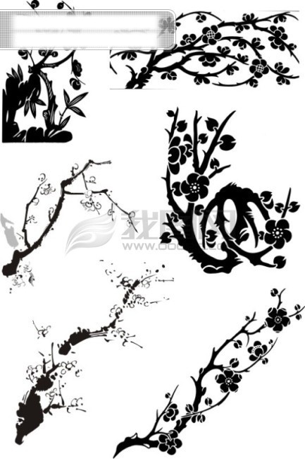 梅花 黑白 水墨 矢量图 其他矢量图