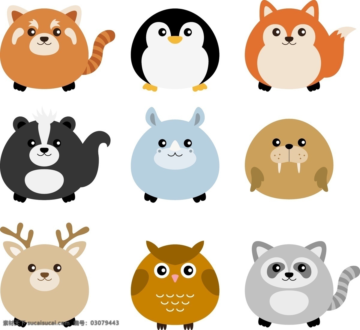 卡通 创意 可爱 小 动物 插画 狐狸 企鹅 小动物
