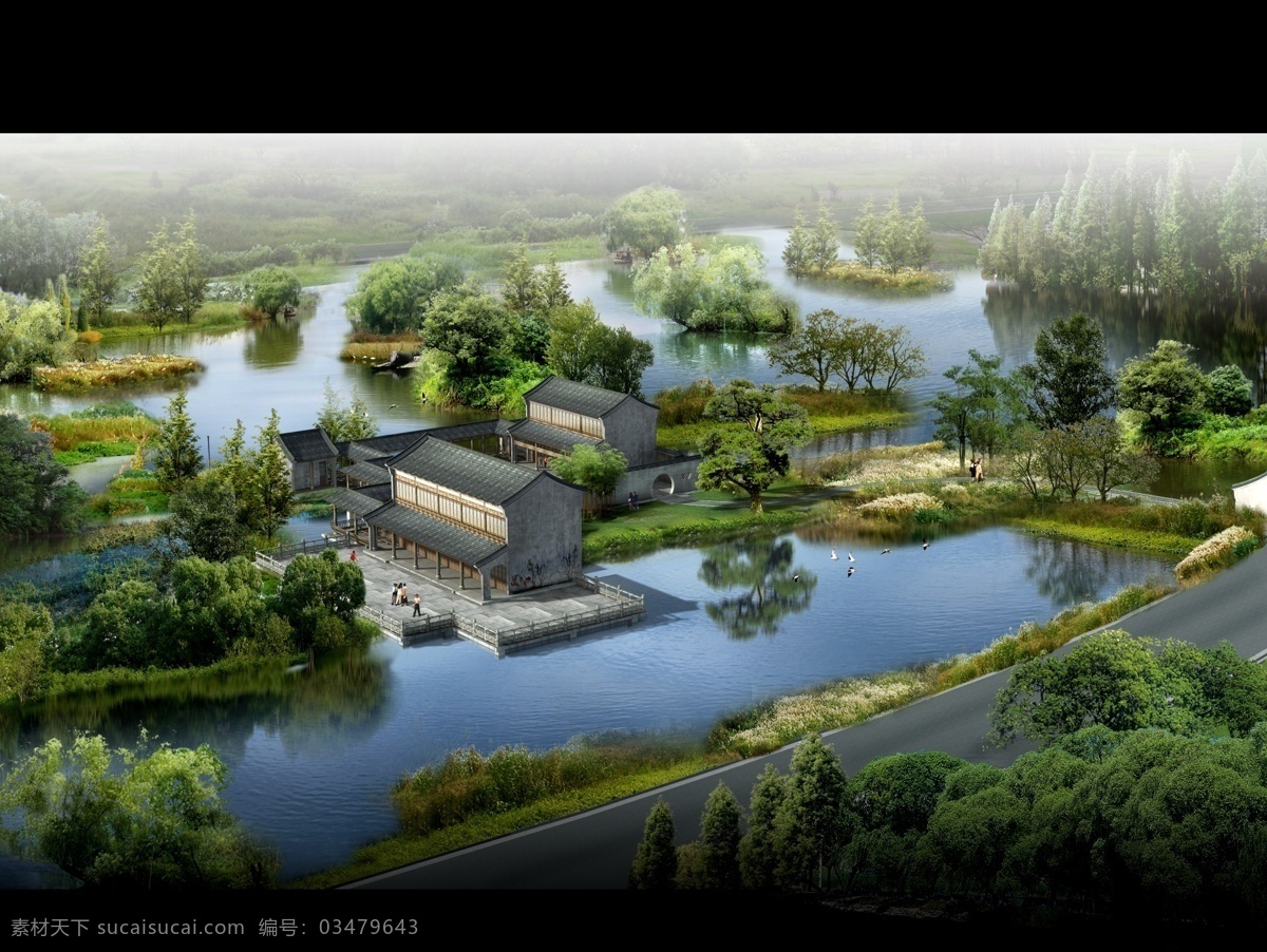 鸟瞰图 景观建筑 效果图 景观效果图 公园 建筑 休闲广场 绿化 景观 绿地 度假 别墅 环境设计 景观设计 居住区 庭院 滨水 湖滨 水系 湿地 古建筑 农家乐 庄园 分层 源文件