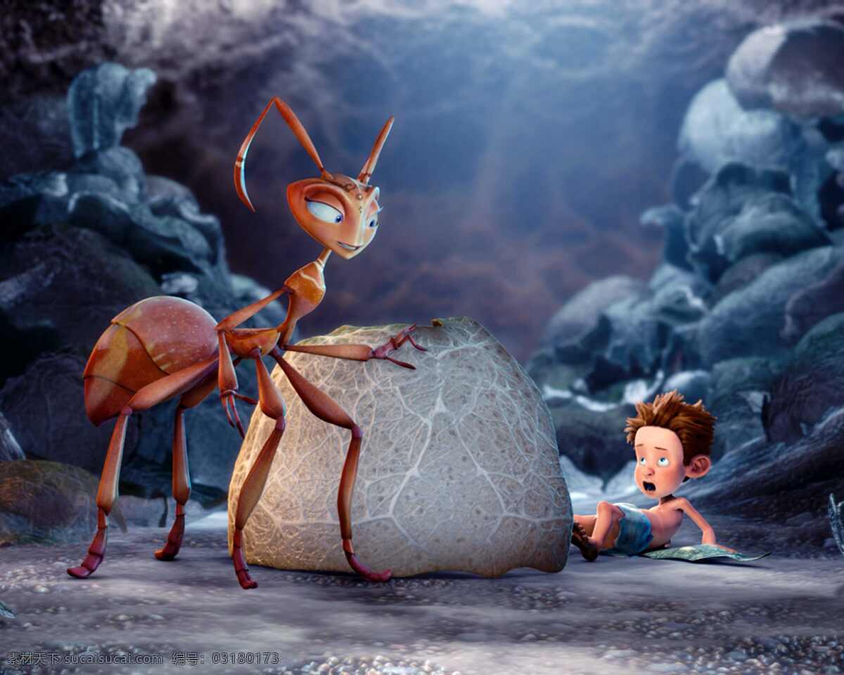 动漫 动画 动漫动画 动漫人物 昆虫 蚂蚁 男孩 石头 游戏 触角 山洞 巢穴 生物世界