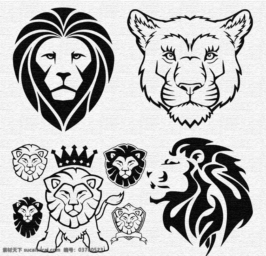 狮虎图案 狮子图案 老虎图案 图腾 纹身图案 刺青图案 t恤amp 图案 文化艺术