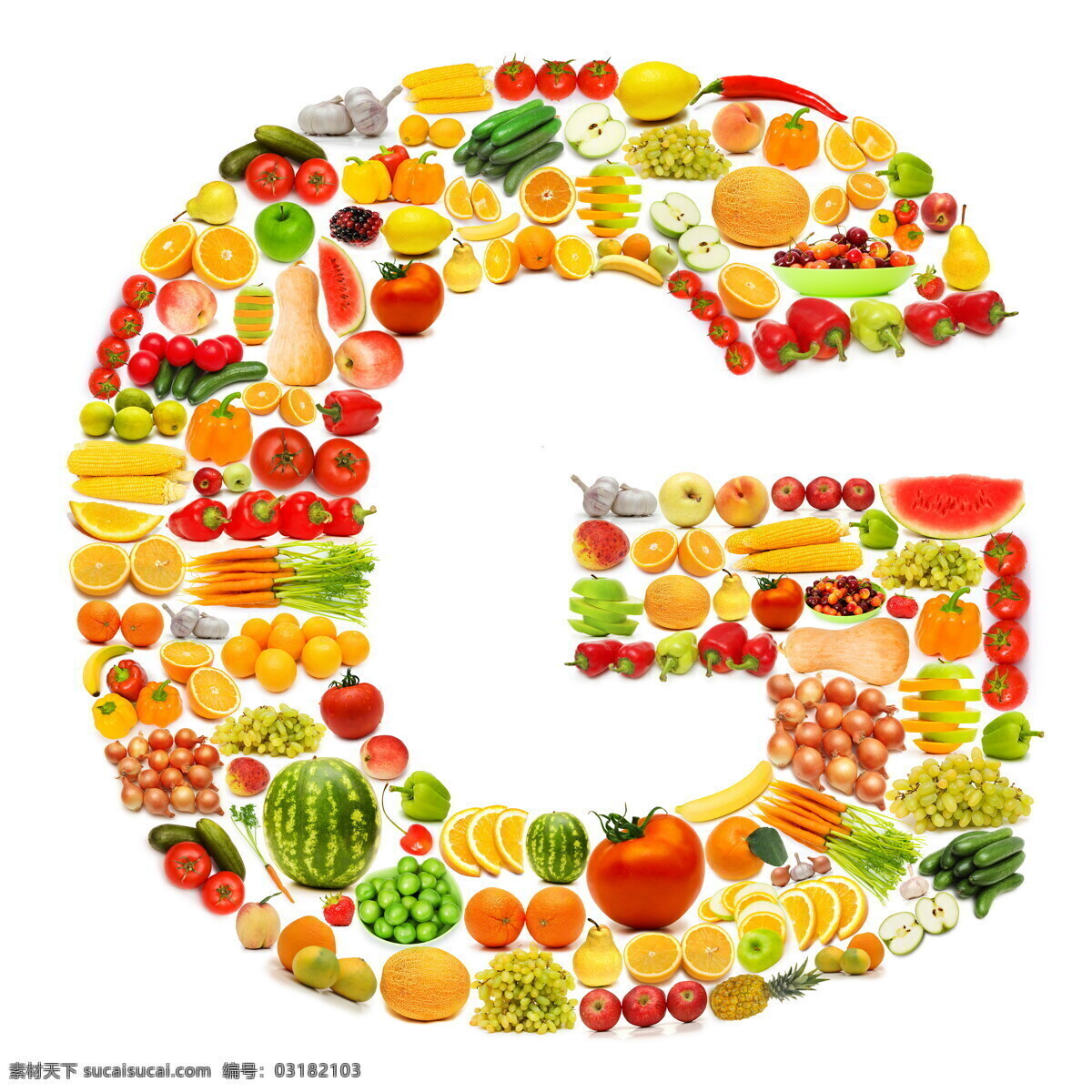蔬菜水果 组成 字母 g c 辣椒 葡萄 黄瓜 橙子 香蕉 蔬菜 水果 食物 水果蔬菜 餐饮美食 书画文字 文化艺术 白色