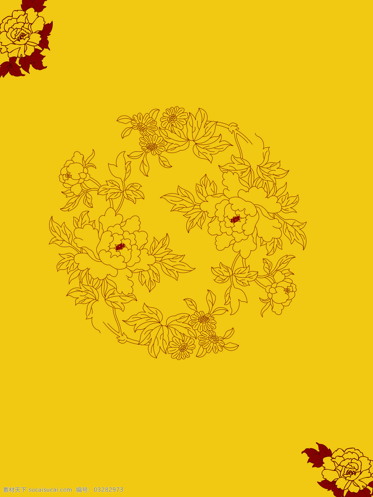 牡丹底纹 牡丹 线条 花纹 黄色 底纹 移门 玫瑰 花边 底纹边框 背景底纹