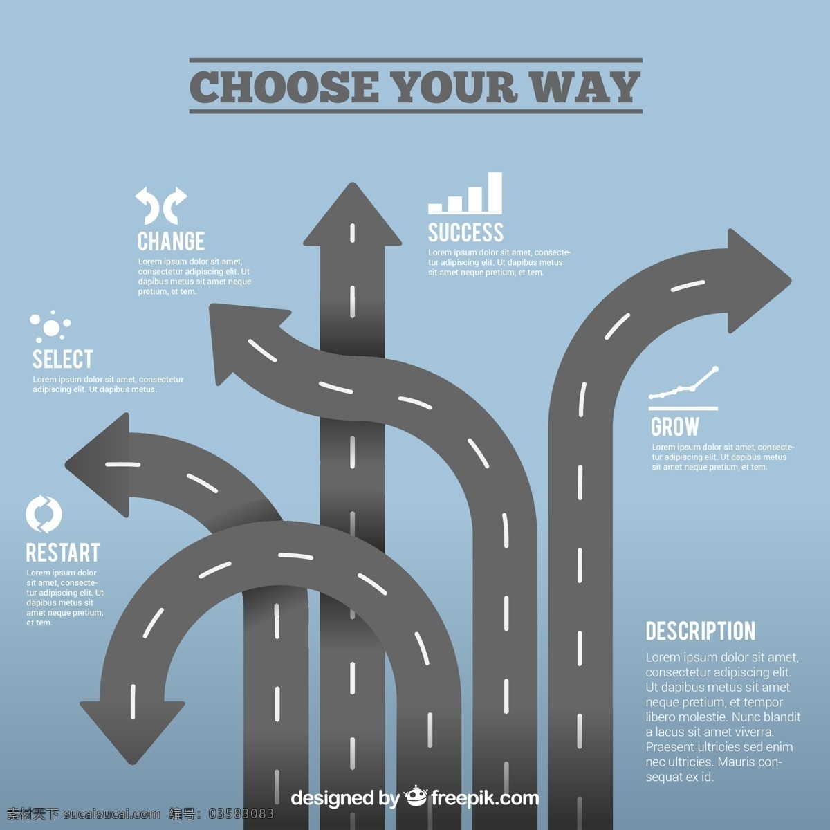 选择你的方式 图表 模板 道路 图形 图 公路 信息图表模板 沥青 选择 青色 天蓝色
