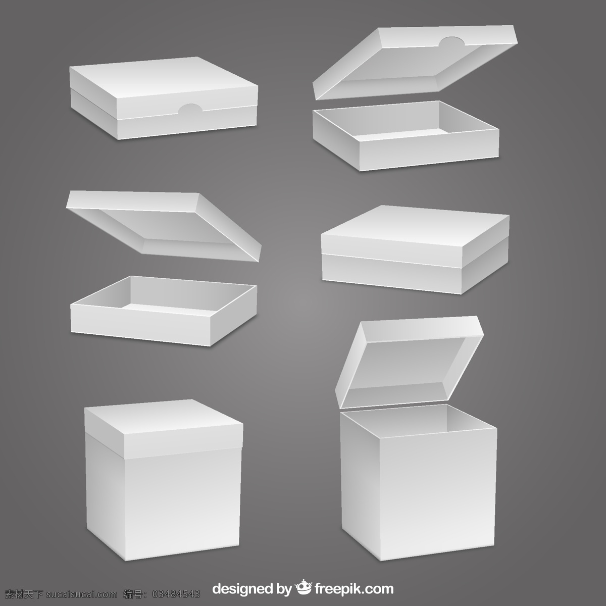立体纸盒设计 立体纸盒 黑白纸箱 盒子 灰色