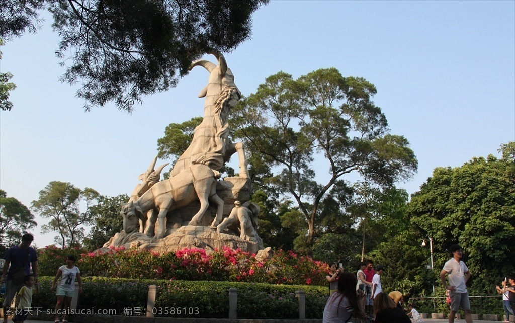 越秀 公园 五羊 雕塑 广州 标志 风景 景色 景观 名胜 旅游摄影 国内旅游