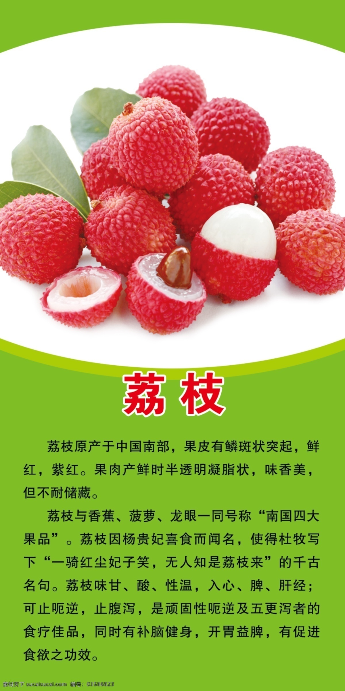 荔枝 水果介绍 绿色 生鲜店 水果好处 宣传挂图 室外广告设计