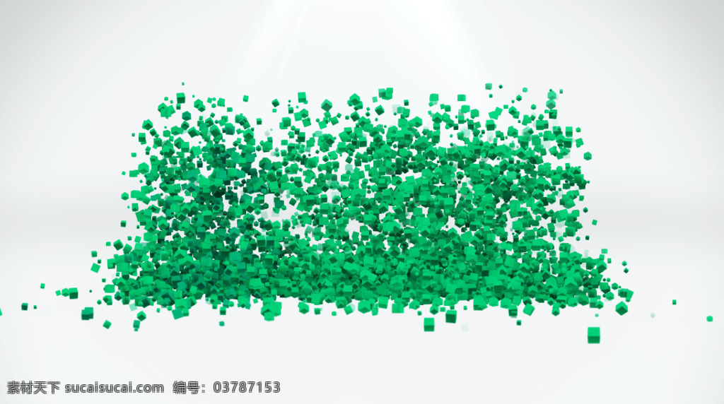 粒子 元素 汇聚 成 标志 logo 模板 白色背景 方块 光效 简洁 干净 开场logo 绿色