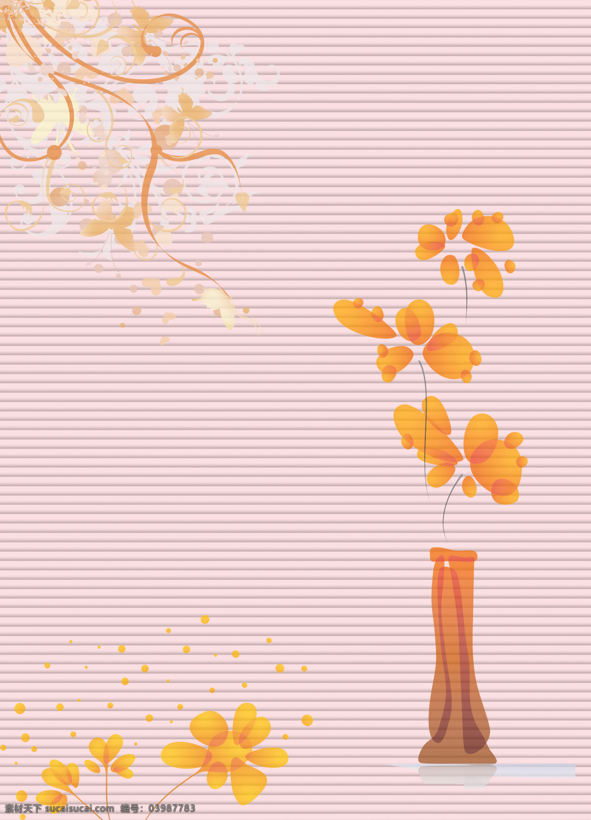 百叶 移门 底纹边框 粉色 花瓶 黄花 移门图案 百叶移门 装饰素材