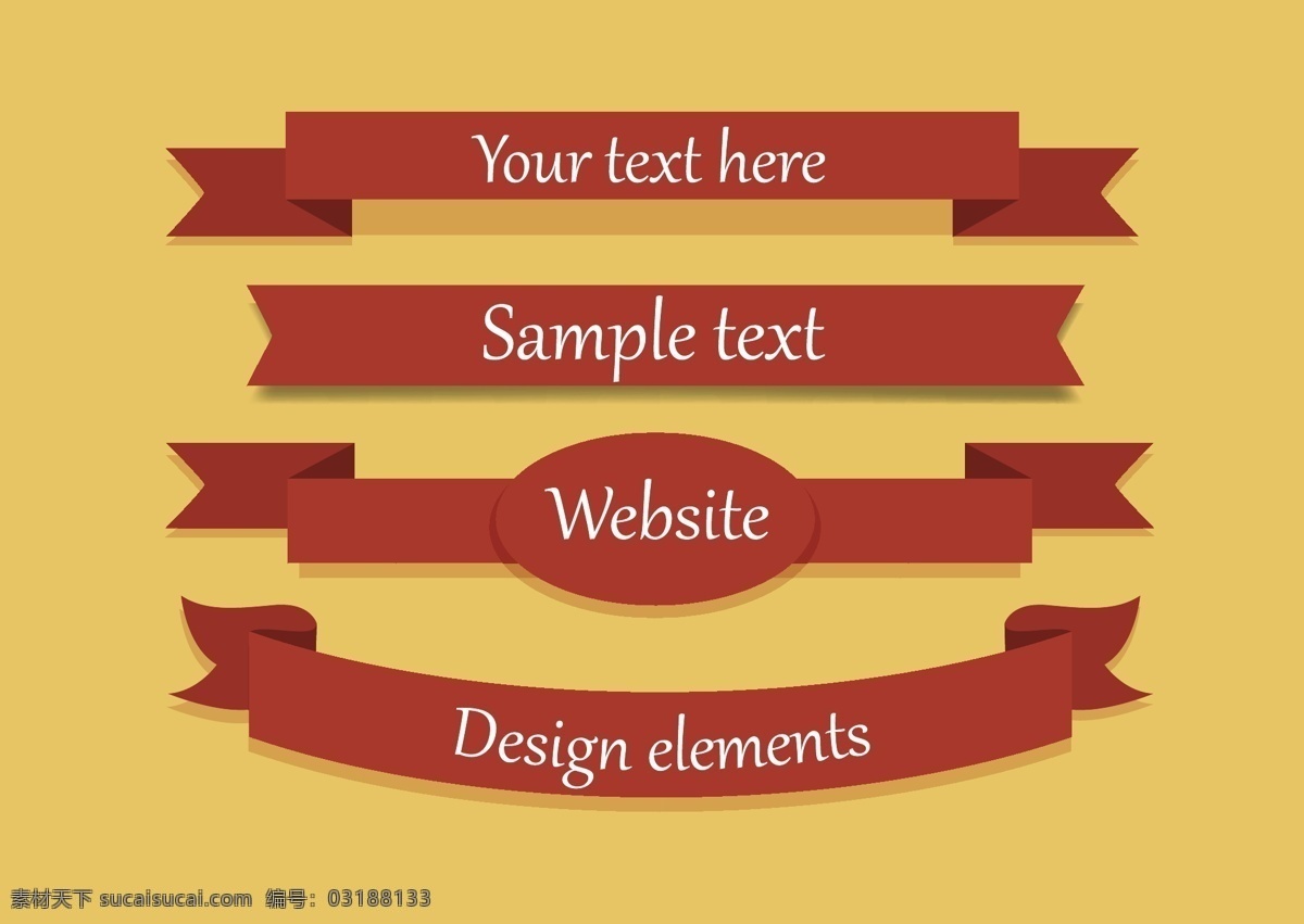 横幅 设计图 彩色 带子 红色 黄色 丝绸 英文 矢量图 其他矢量图